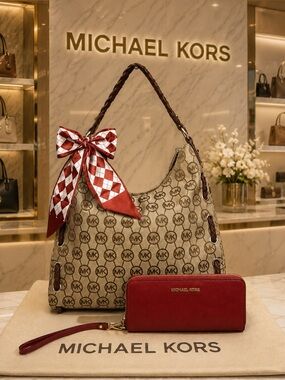 Michael Kors. 4 Piece: Salinas Shoulder Bag with Free Wristlet, Dust Bag & Scarf